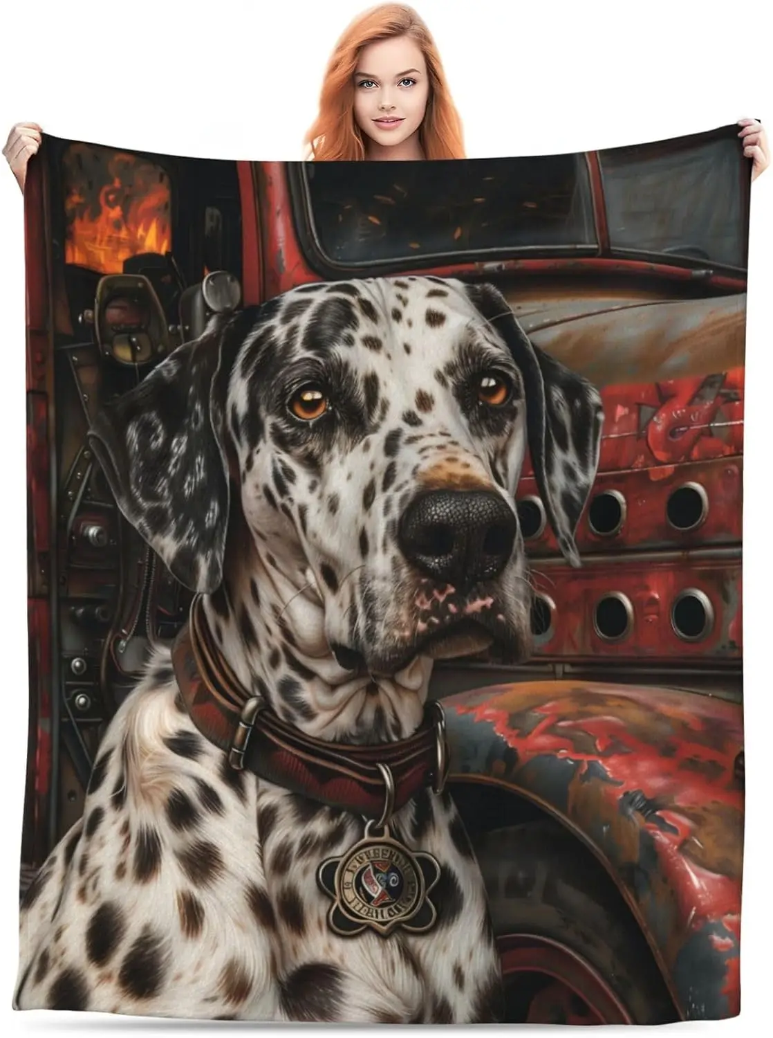 Beautiful Dalmatian Dog Pet Portrait Blanket Throw Large Cozy Photo Tapestry Home Decor Gift for Dog Lovers 150x200cm