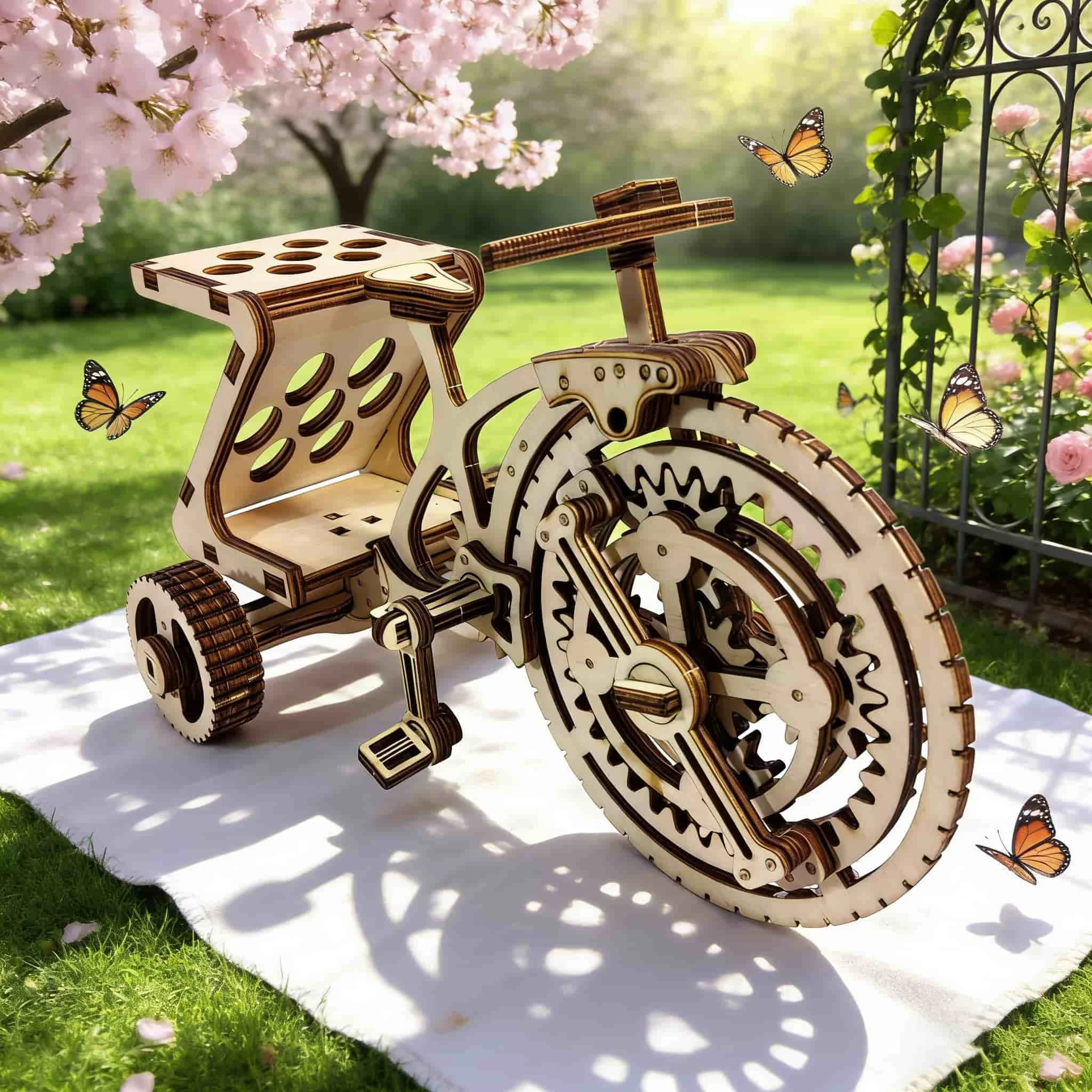 

3D деревянный трехколесный велосипед-головоломка, деревянная модель своими руками, идеально подходит для подарка на день рождения, Хэллоуин, Пасху, Рождество или Новый год