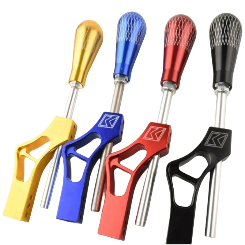 

Universal Manual Gear Car Mod - Metal Reticulated Oval Shift Knob + Aluminum Alloy Extension Shifter Rod Combo