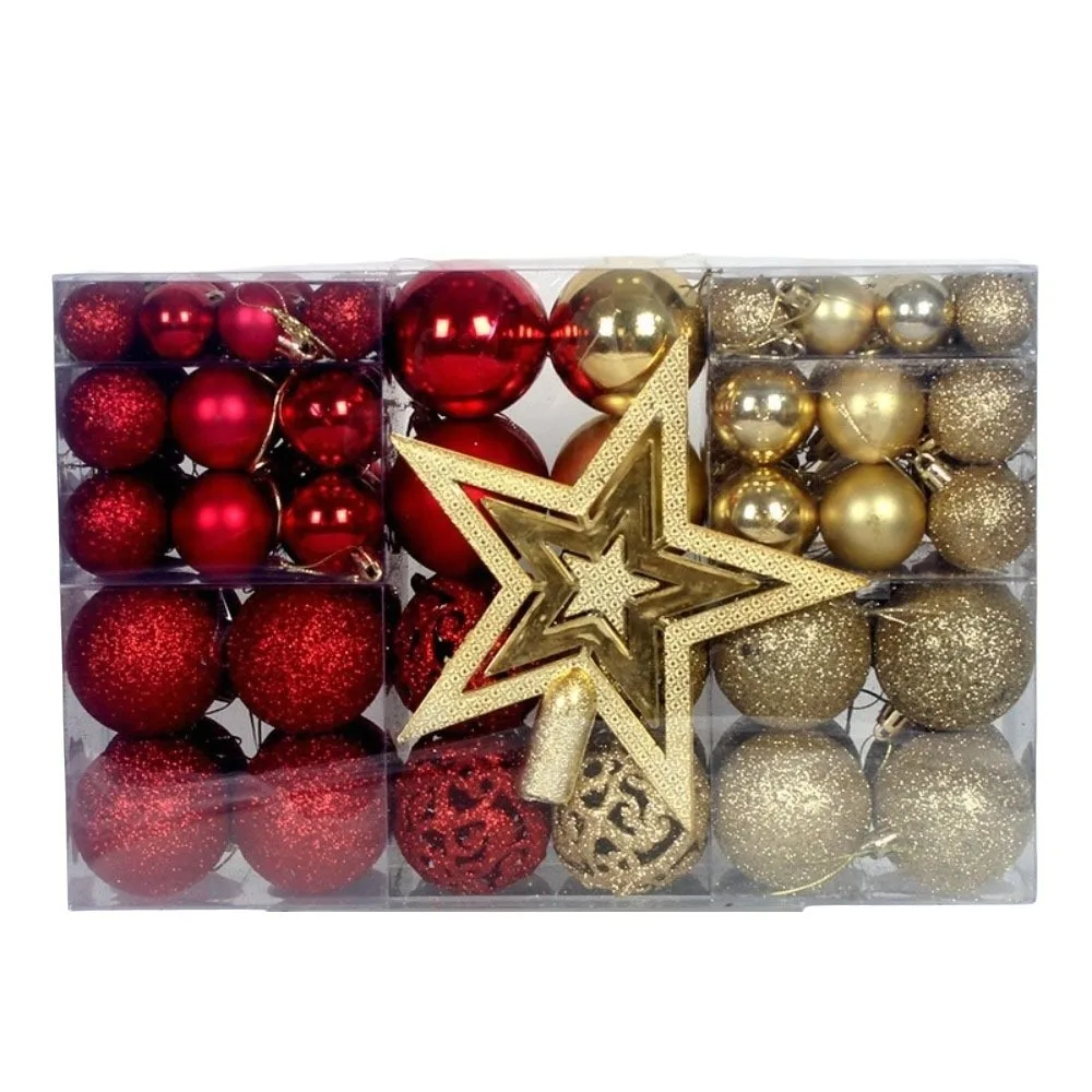 101Pcs Plastic Xmas Tree Decorative Ball Shatterproof Hanging Christmas Ball Set Multiple Color Matte Christmas Ball Gift Box