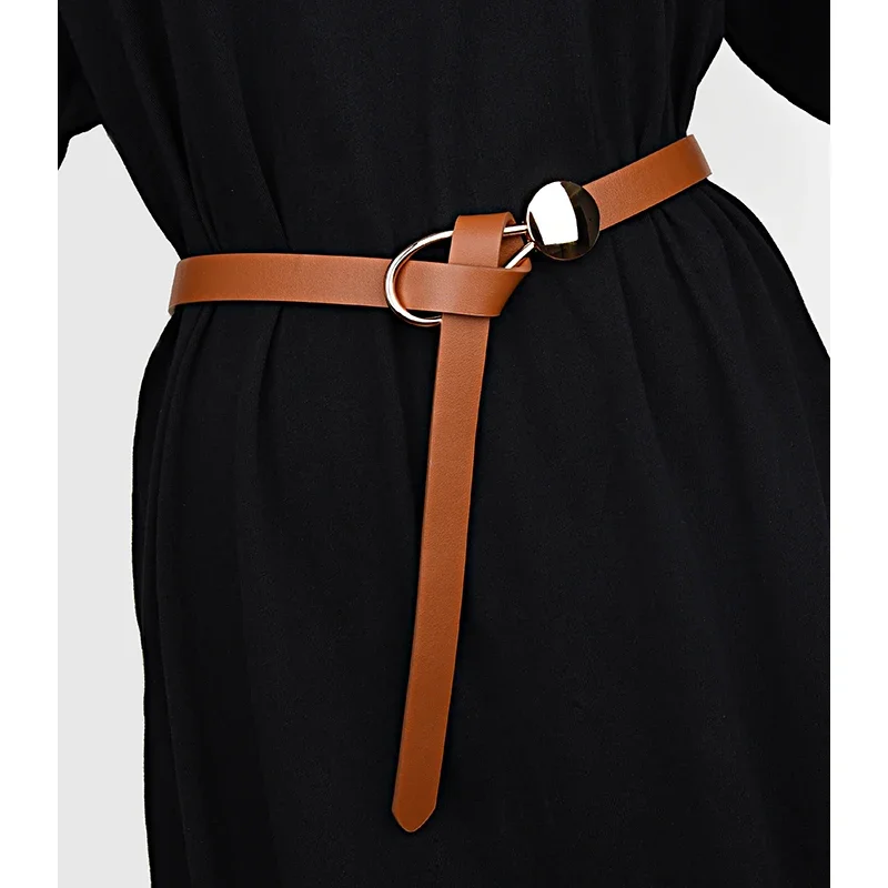 

Ladies Black Camel Fine Waist Belt Designer Versatile Knotted Decoration Fashionable Sweater Dress Overcoat Strap