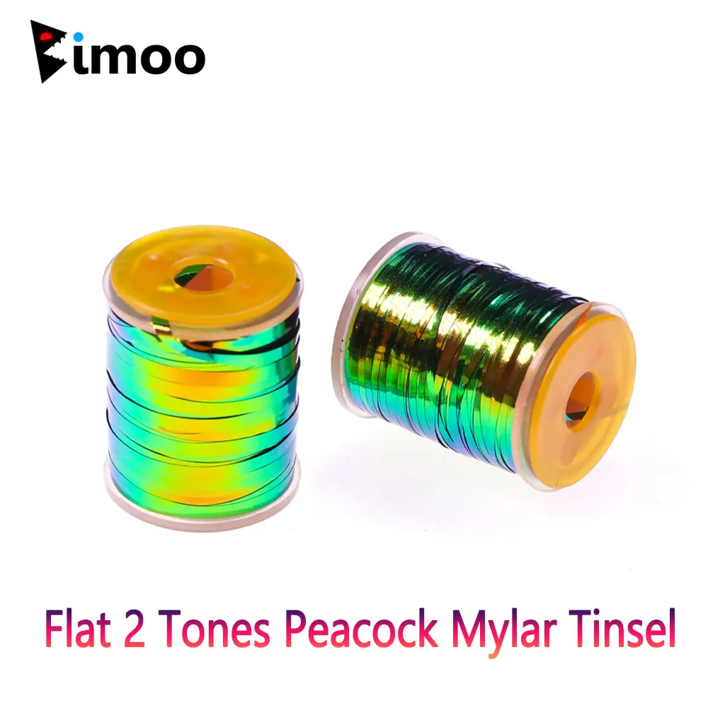 Bimoo 0.5mm~2mm Wide Flat 2 Tones Peacock Mylar Tinsel Metalic Durable Body Nymphs Midges Saltwater Fly Fly Tying Material