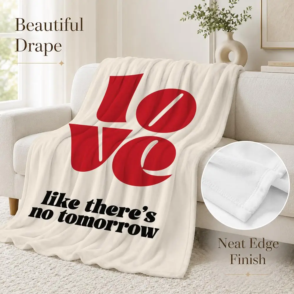 Music Pink Colors Love Lyrics Throw Blanket Soft Flannel Throw Lightweight Summer Home Nap for Office Travel Sofa Bed
