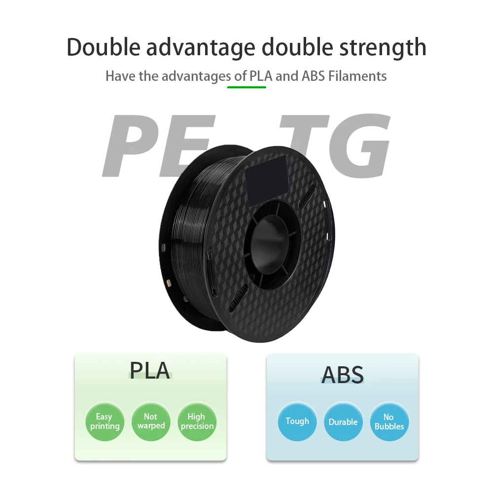 Kee Pang PETG 3D Printer Filament 1.75mm Plastic Material Black White Color PETG 3D Filament Consumables 1KG/2.2LBS