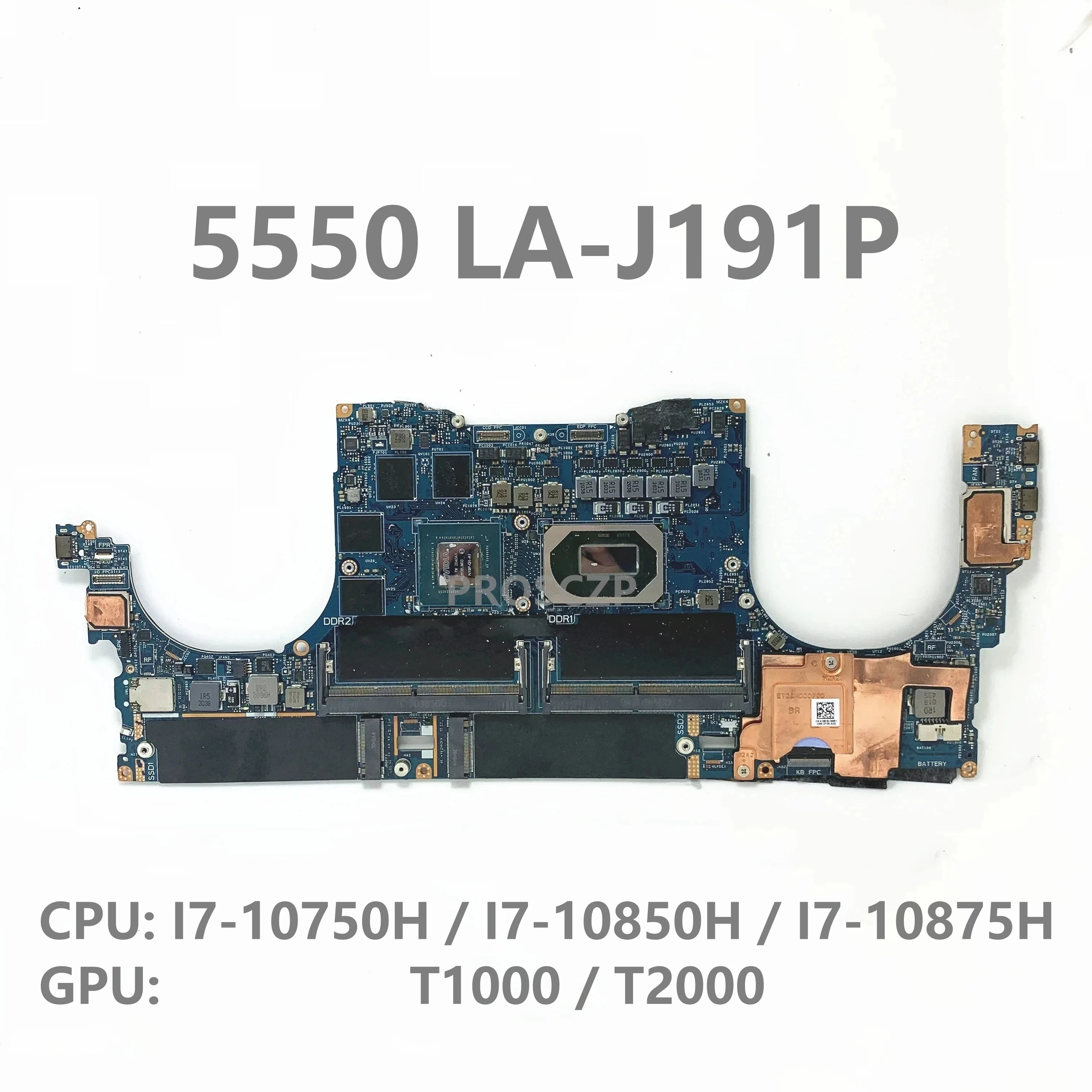 LA-J191P لـ Dell XPS 15 9500 الدقة 15 5550 اللوحة الأم للكمبيوتر المحمول مع I5/I7/I9/W-10855M وحدة المعالجة المركزية GM/GTX1650TI/T1000/T2000 100% اختبار