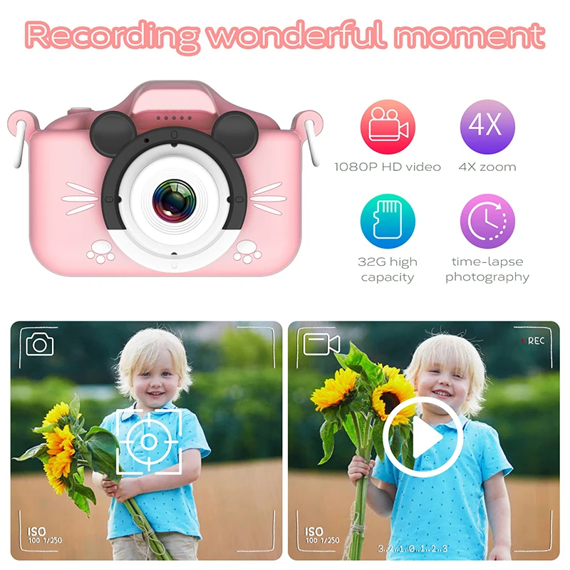 Kinder Kamera HD Digital Video Kleinkind Kamera mit Silikon Abdeckung Tragbare Spielzeug mit 32 GB SD Karte für Mädchen Weihnachten geburtstag Geschenk