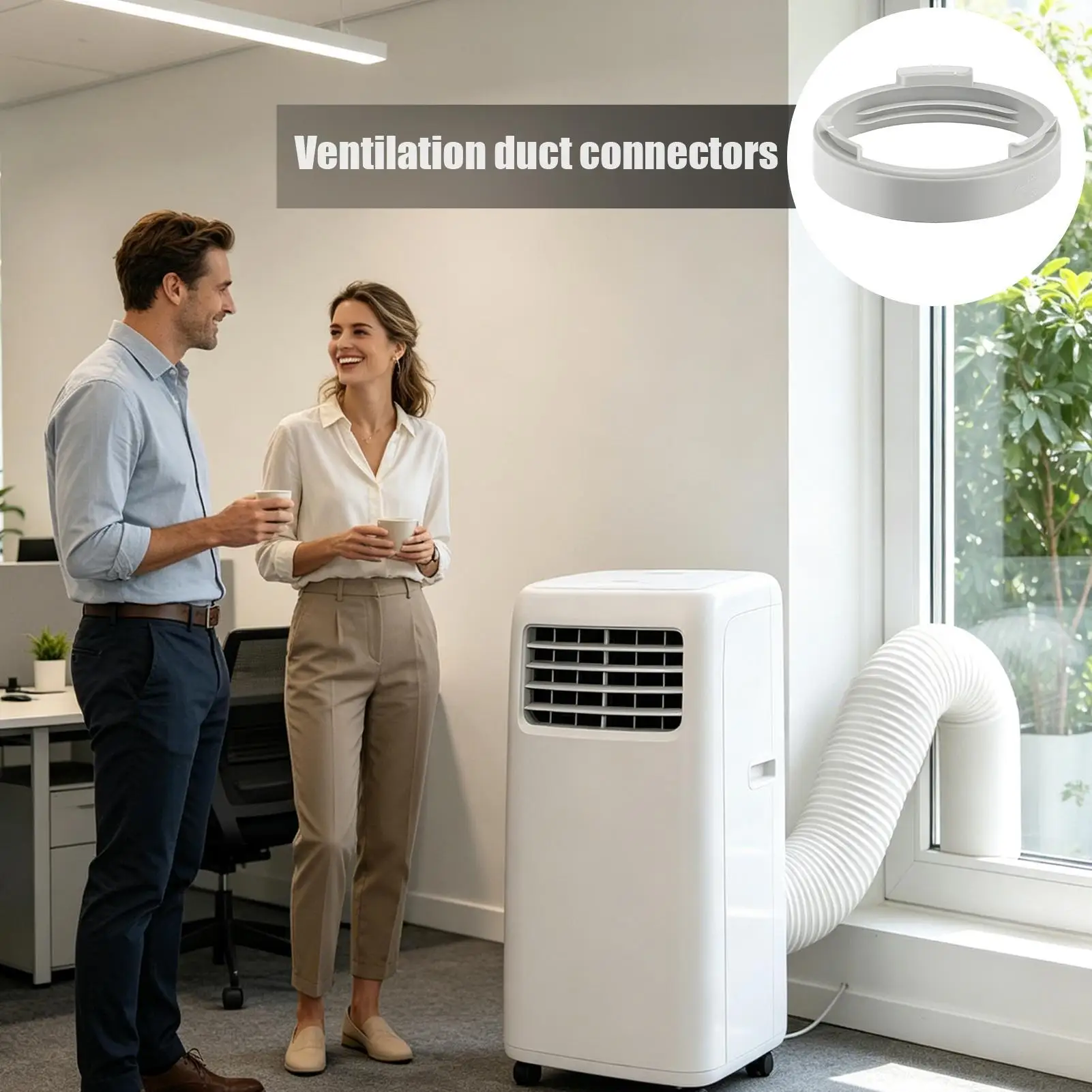 AC Exhaust Hose Coupler 5.9 Inch Vent Tube Interface Adapter Portable Air Conditioner Hose Connector for Window Home Workplace