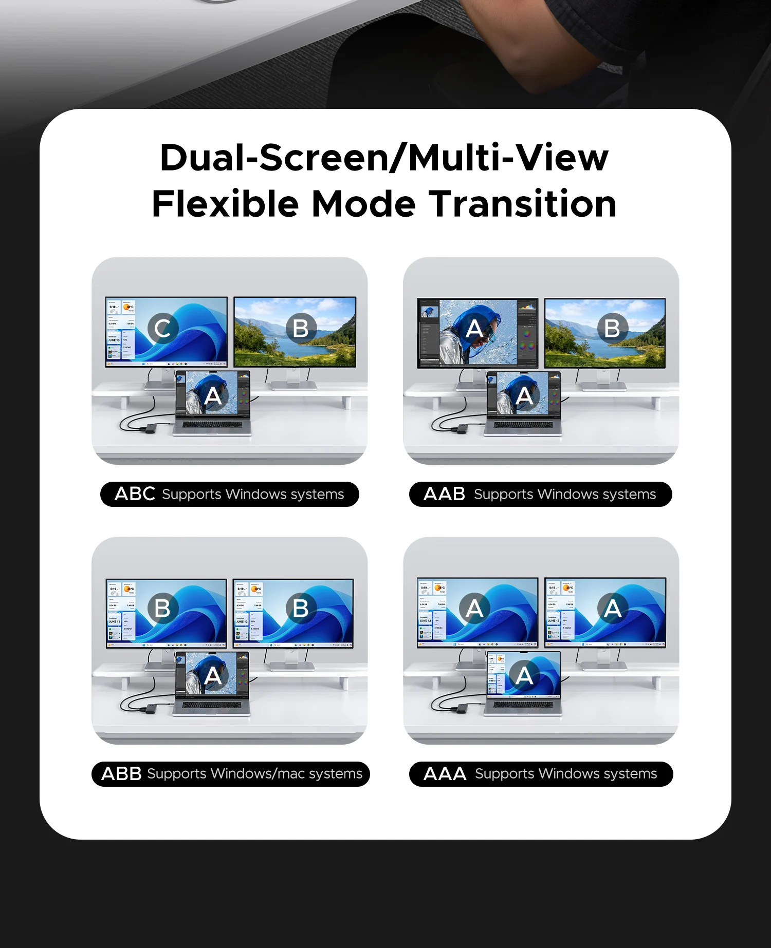 ORICO 8-Port USB 3.0 HUB موسع العرض الثلاثي لمحطة إرساء الكمبيوتر المحمول MacBook اثنين HDMI-COM 4K60HZ PD100W محول الفاصل