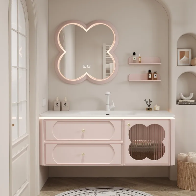 

Wooden Modern Bathroom Cabinet Shelves Sink Perfume Storage Vanity Cupboard Space Saver Partitions Vestidores Trendy Furniture