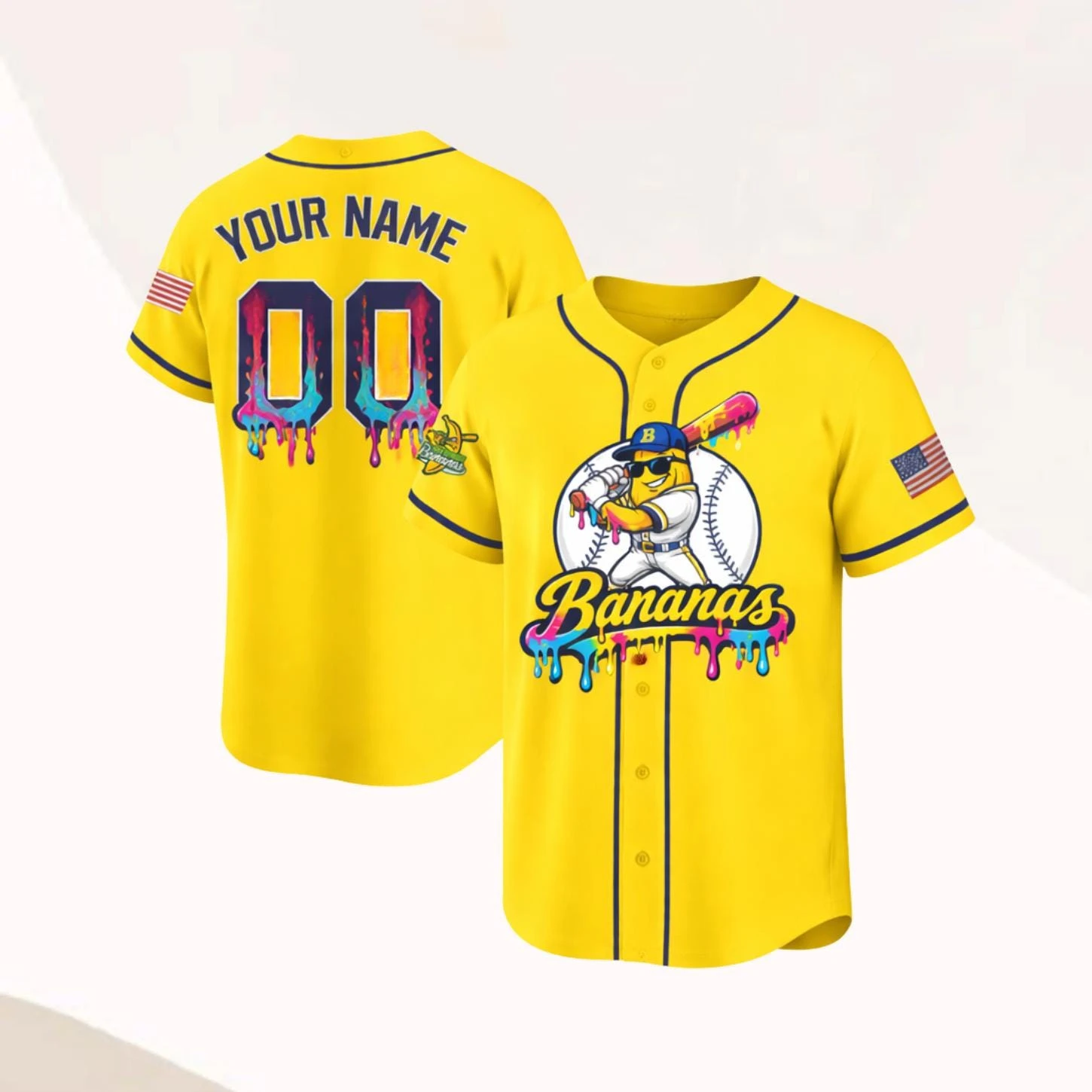 Camisa Engraçada Savannah Bananas, Camisa de Beisebol Personalizada da Equipe Bananas, Camisa Let's Go Bananas, Camisa Personalizada com Nome e Número da Equipe