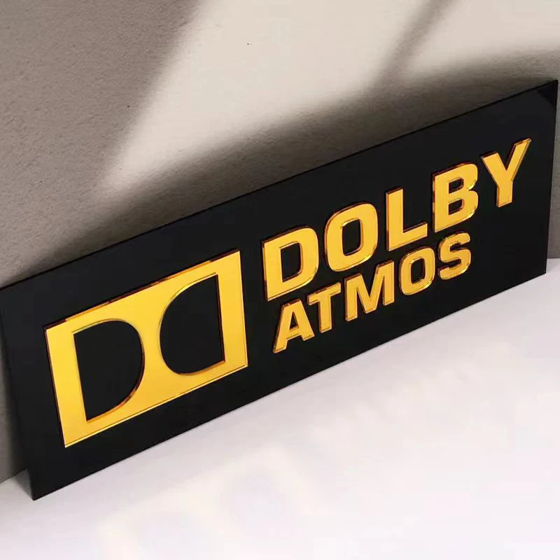HOME CINEMA 4K Ultra HD THX KRIX DTS X Dolby Atmos ANTHEM 3D Gold Acrylic Heimkino Home Theatre Signs Cinema Room Plate