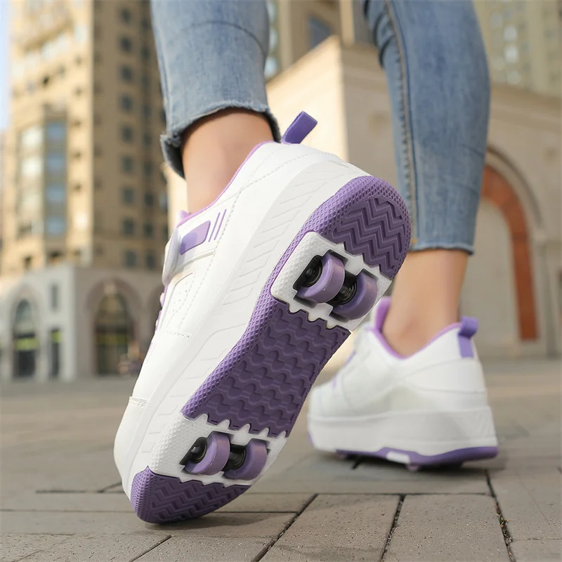 

2-Wheel Invisible Roller Sneakers: Girls' Light-Up Sports Skates, Kids' Roller Shoes with Hidden Wheels