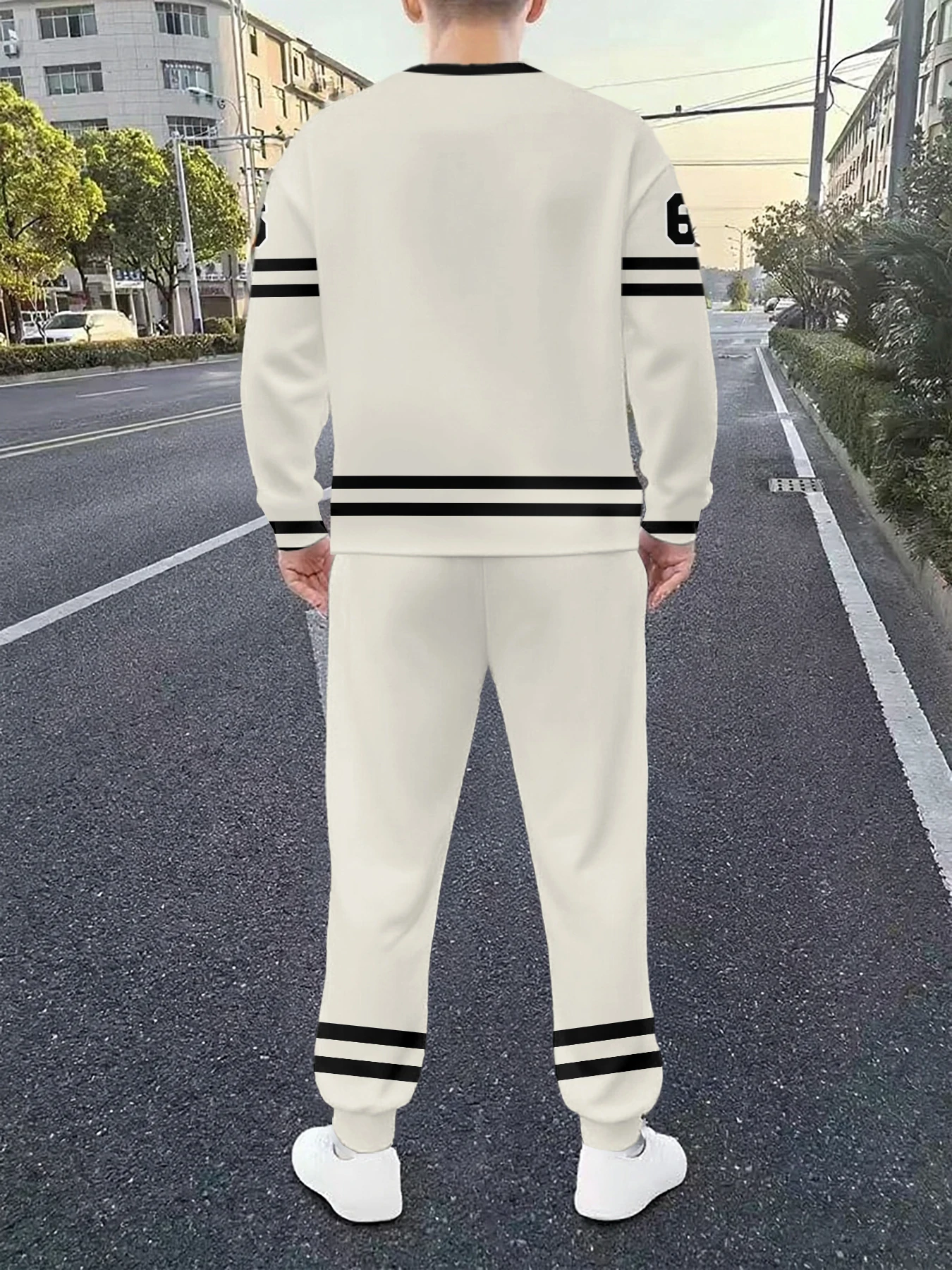 New Spring And Autumn Men's Long Sleeve T-shirt And Long Pants Set Daily Street Men's Fashion Long Sleeve T-shirt