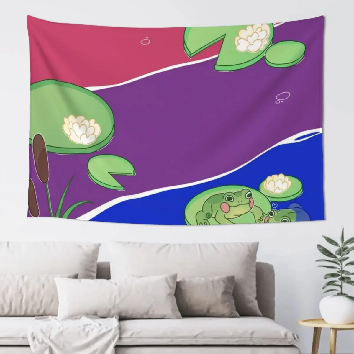 

Bi Pride Froggy Flag Tapestry Room Decorating Aesthetic Decorative Wall Custom Home Decorators Tapestry