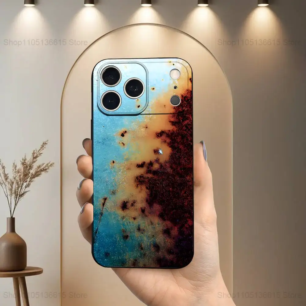 Retro Industrial Rusty Style  Case For iPhone 17,16,15,14,13,12,11 Plus,Pro Max,XS,X,XR,SE,Mini,8,7,Soft Silicone Black Cover