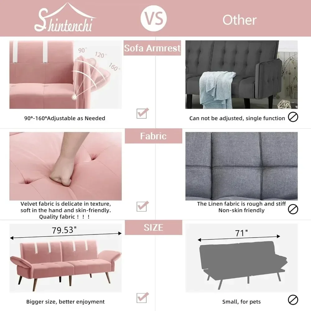 Futon Schlafs ofa moderne Klapp schlafs ofa für Wohnzimmer, Samt Loves eat Sofa Couch Sofa Cama für Wohnungen