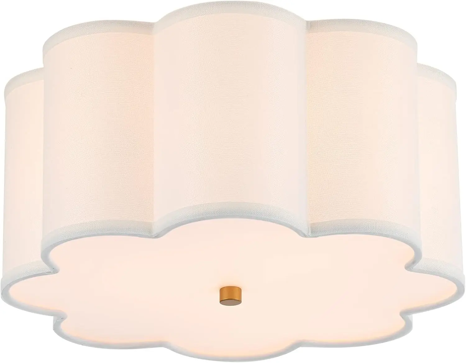 Plafoniera a montaggio Semi-incasso, moderna lampada da soffitto vicina con paralume a tamburo in tessuto bianco crema per la cameretta dei bambini della scuola materna