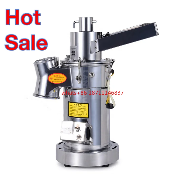 Small Food Hammer Continuous Mill Herb Grinder Pulverizer Vertical Type Stagewise Grain Spice Mill Pulverizer 6 Hammers 3000W