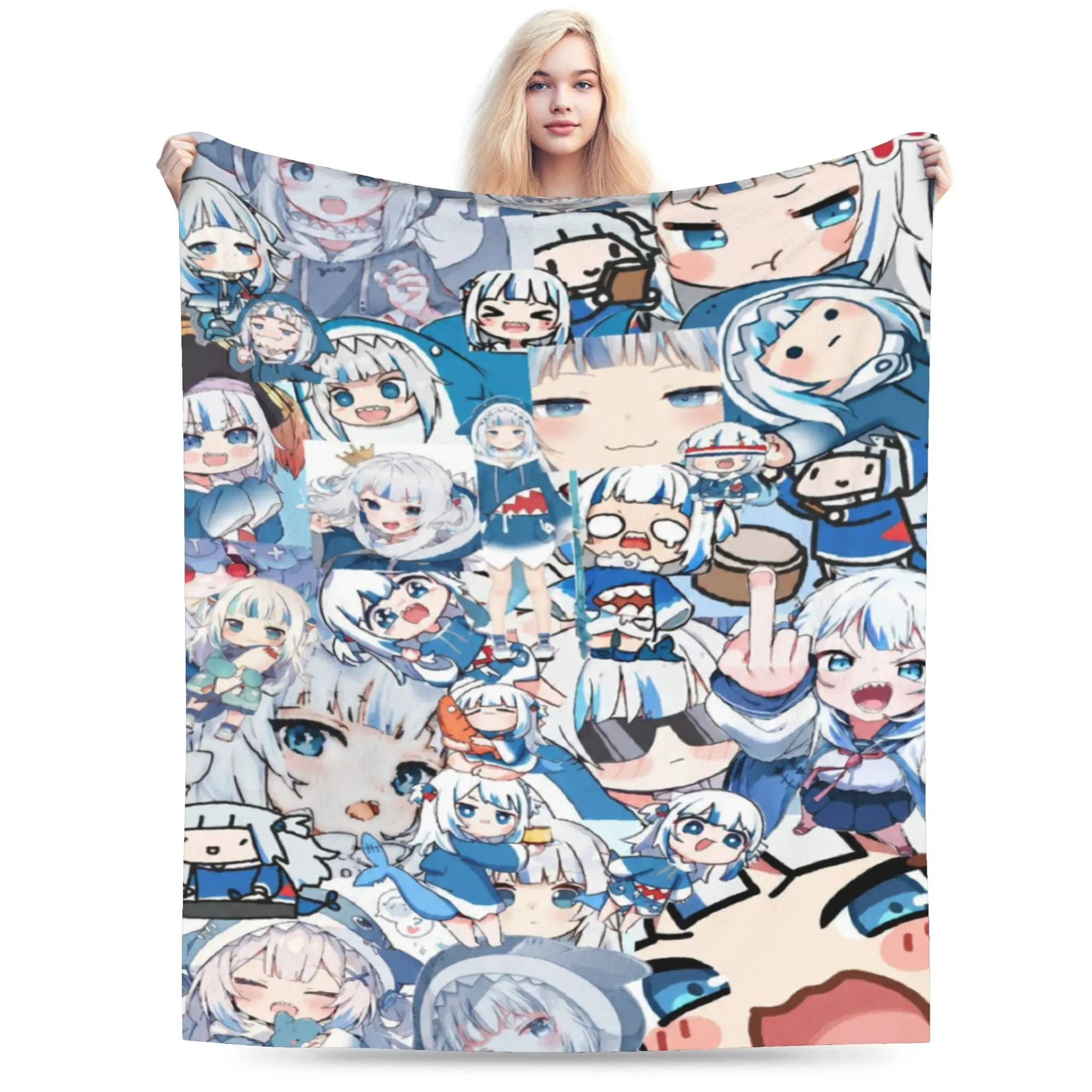 Novelty Design Gawr Gura Dancing On Stage Blanket Lightweight Thin Fleece  Relax Throw Blanket Machine Washable