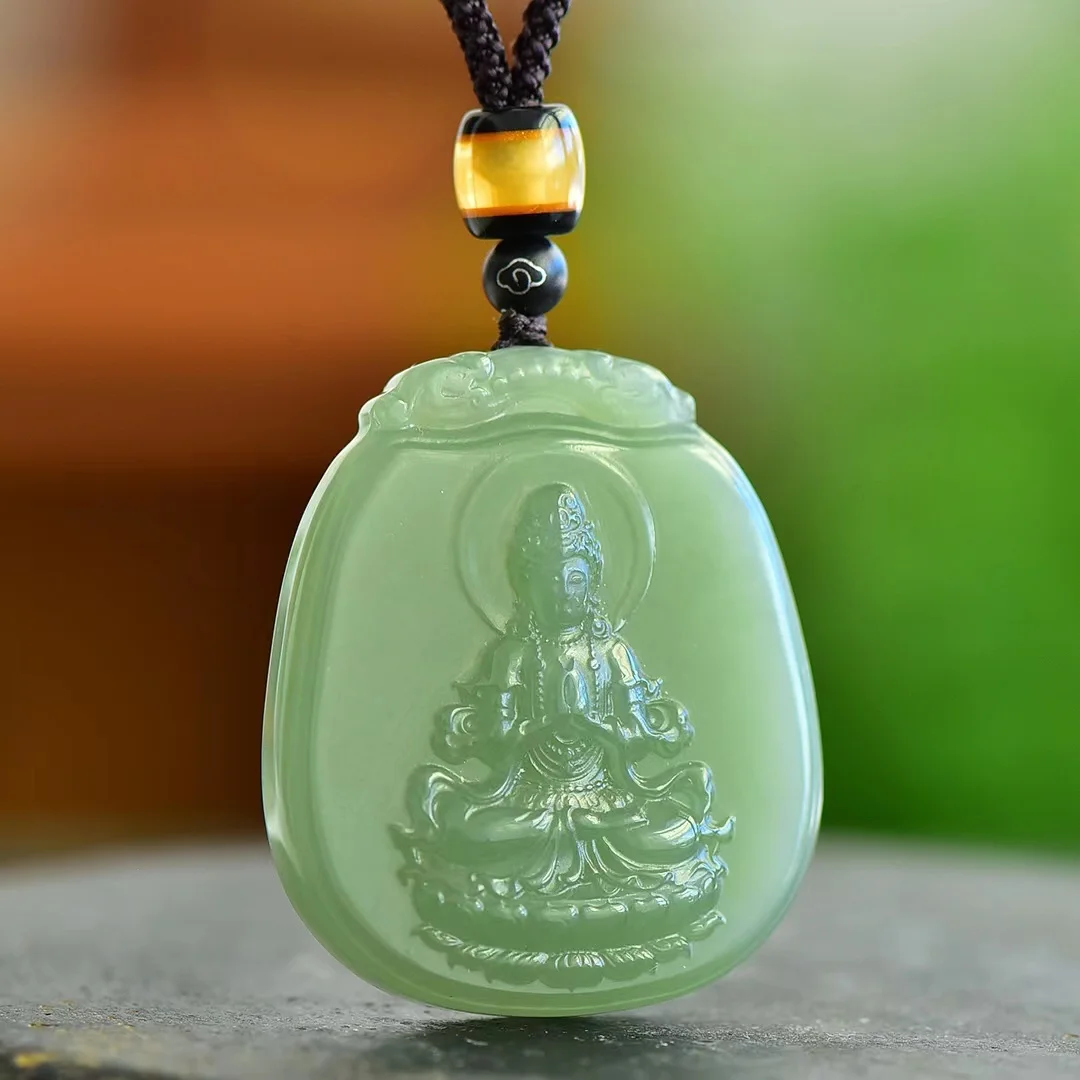 

New Hetian Jade Qinghai Material Lake Water Green Pendant Pursuing All Living Beings Jewelry 1185#