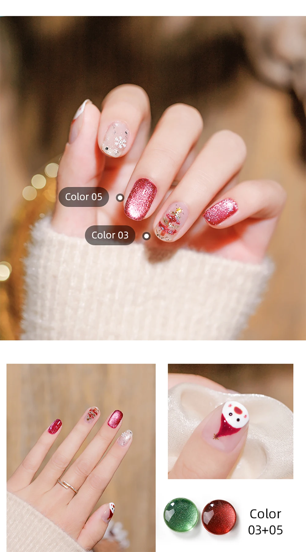 Vendeeni 9 Farben Kristall-Breit-Katzenaugen-Gel-Nagellack-Set Magnetischer UV-Soak-Off-Gel-Lack Silberner Schneelicht-Katzenaugen-Gel-Lack – Detail 7