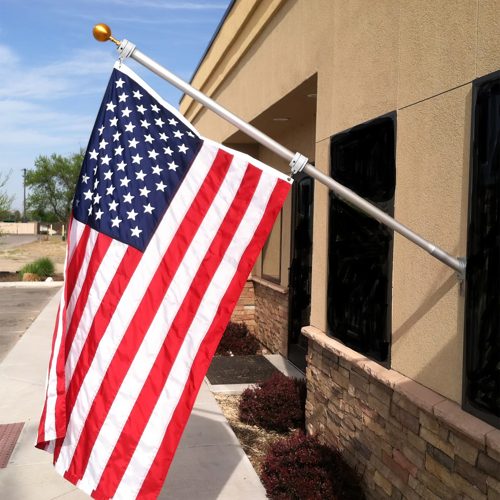 4pcs Pole Rotating Kit Plastic Beaded Chain Design Easy Installation Outdoor Indoor Use Flagpole Rings Flag Holder Flag Mounting