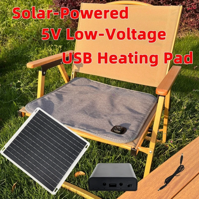 Solar-Powered Electric Heated Blanket Photovoltaic Chair Pad Adjustable Temperature Winter Seat Cushion Solar Heating Pet Mat