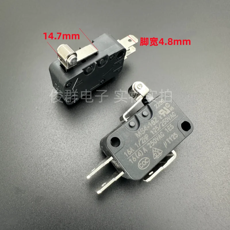 10pcs/ MS4-16Z large micro switch 3 feet travel limit detection reset button touch 16A with roller
