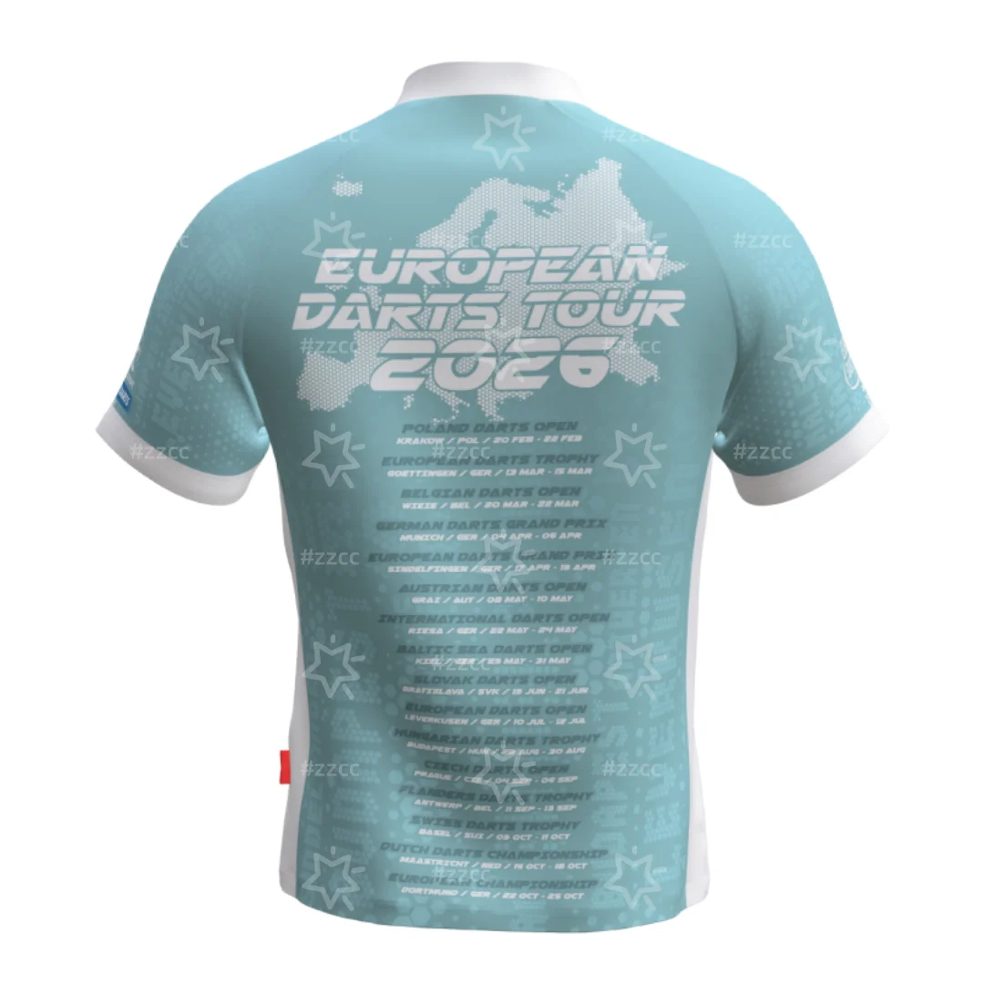 

Футболка PDC - Tourshirt - V5 Europe - 2026, официальная футболка для дартса, быстросохнущая, спортивная, мужская, детская, женская, в стиле Y2K