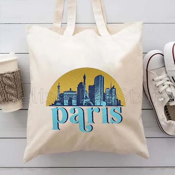 London Dubai Paris New York Skyline Cityscape Art Women Canvas Shoulder Tote Bag Harajuku Handbag Shopper Reusable Shopping Bags