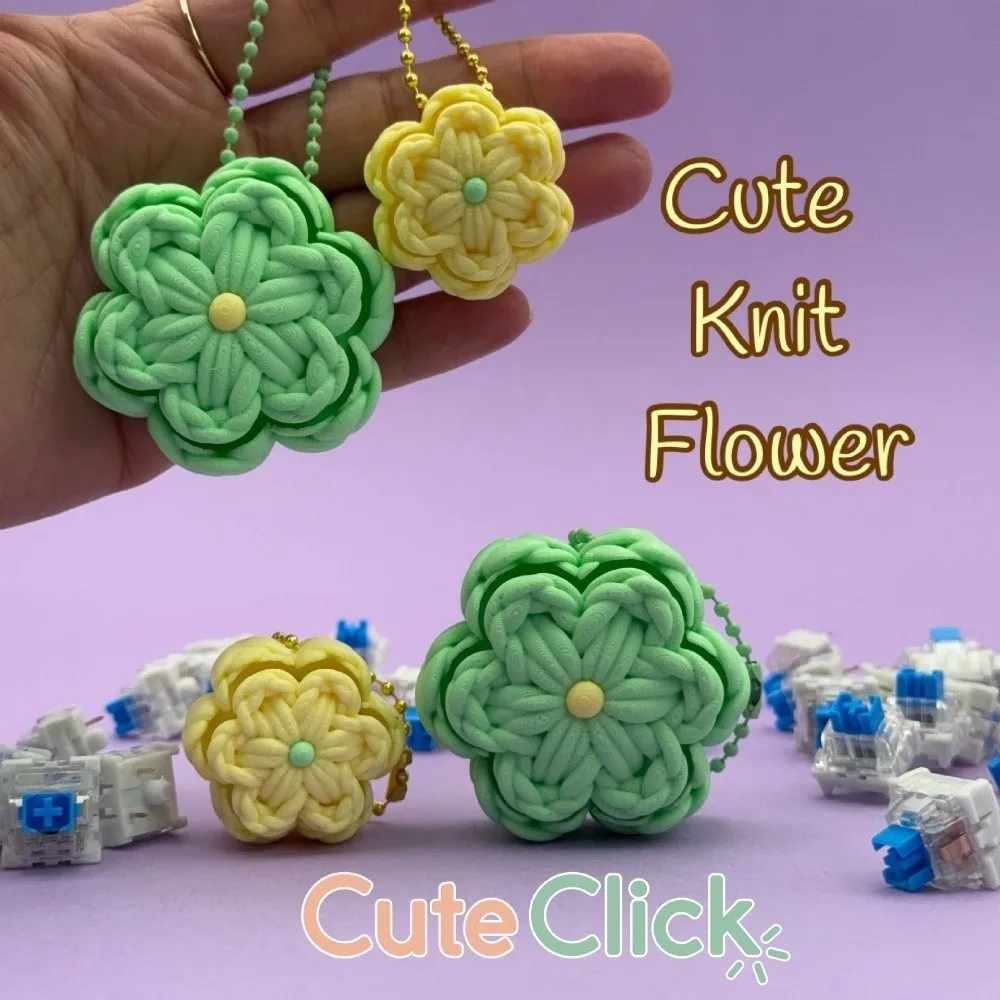 3D Print Flower Mechanical Clicker Keychain Clicker Mechanism Crisp Click Sound Knit Texture Fidget Keychain Simulation Plastic