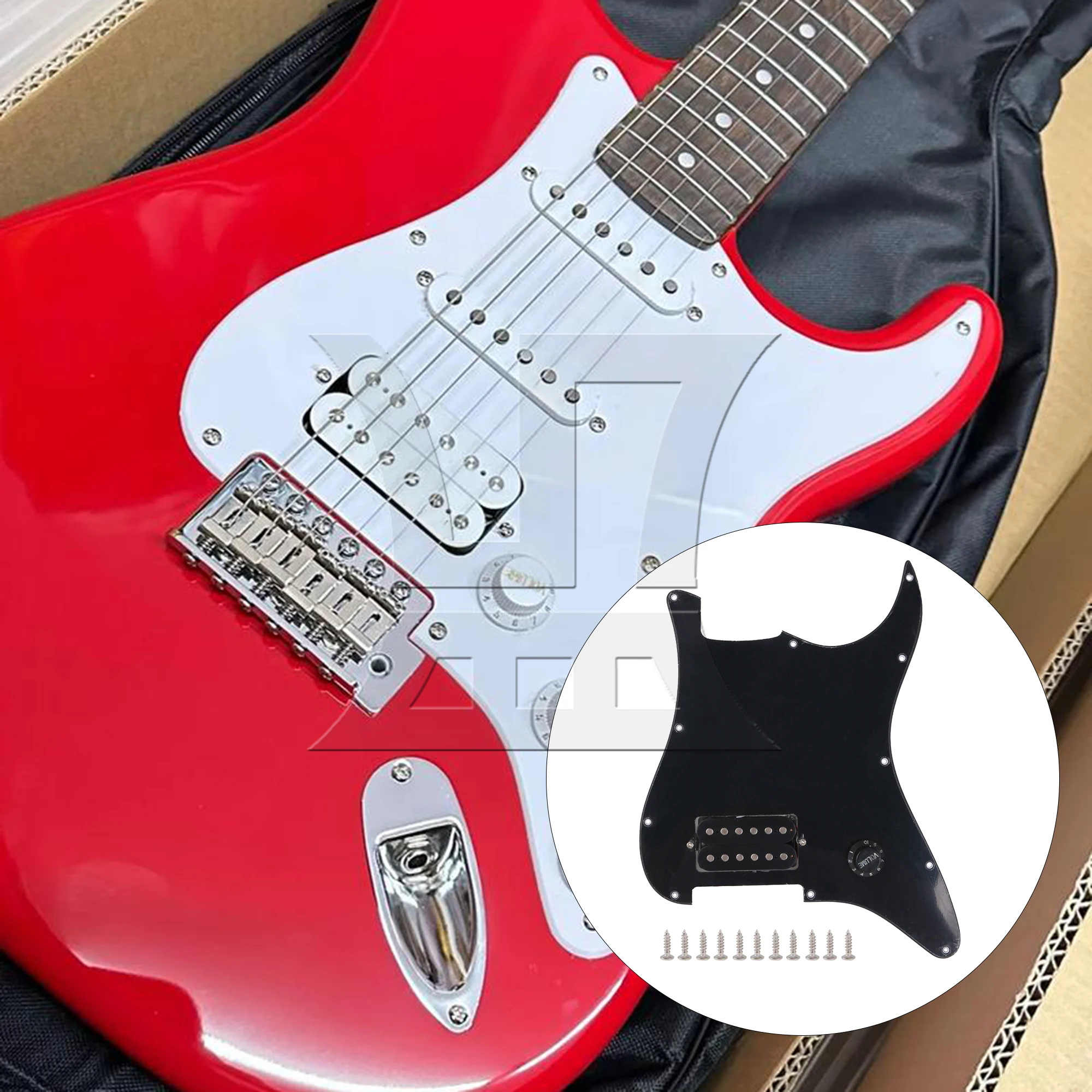 Electric Guitar Black Prewired Pickguard 1 Humbucker Splitting Circuit Pickguard Repair Kit