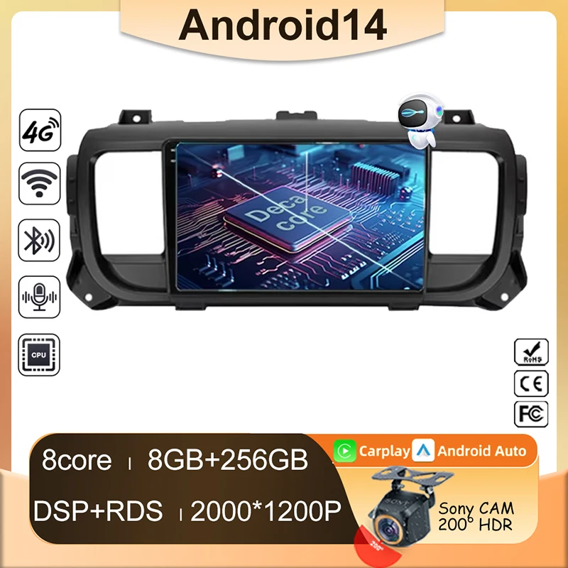 For Citroen Jumpy 3 SpaceTourer For Peugeot Expert 3 For Toyota Proace 2016 - 2021 ANdroid Car Player Auto Radio Navigation DVD