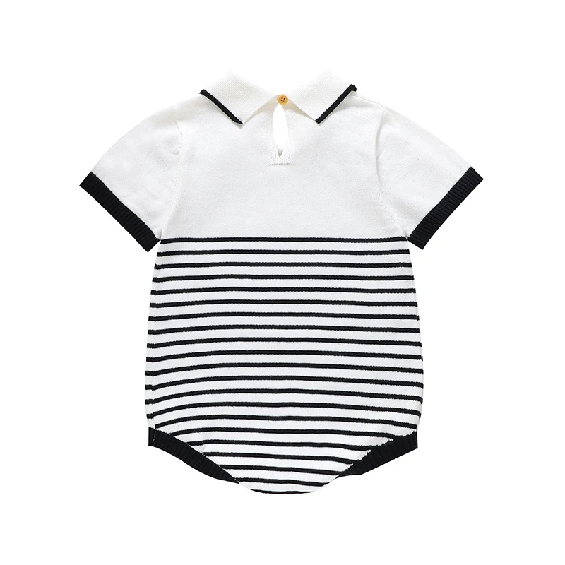 Summer Baby Boys Bodysuits Clothes 0-18m Fashion Turtle Neck Short Sleeve Knit Newborn Infant Cotton Onesie Outfit One Piece Top