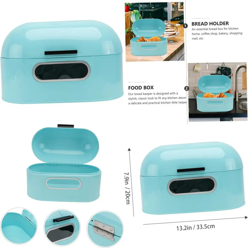 صندوق خبز من الفولاذ المقاوم للصدأ مع نافذة - حاوية تخزين متعددة الأغراض للوجبات الخفيفة في المطبخ والفواكه والأساسيات اليومية