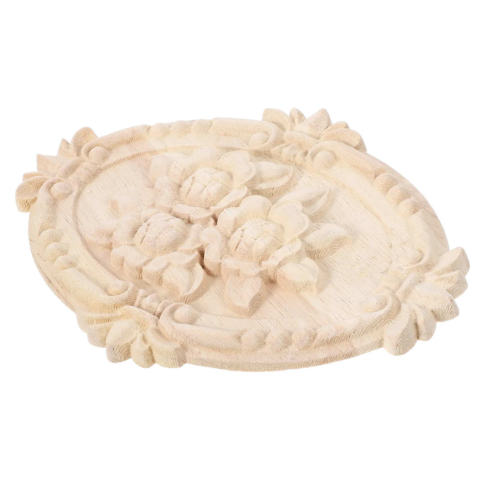 

Wood Rose Carved Applique Oval Shape Furniture Wooden Decoration Cabinet Door Floral Hollow Carving Wood Appliques Onlay