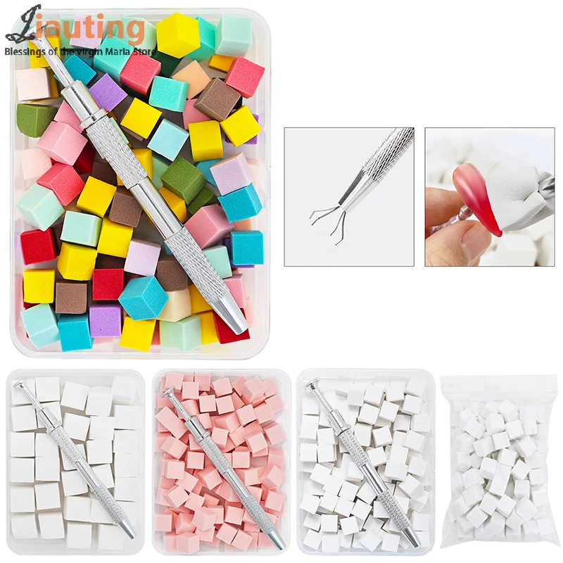 Nail Art Spons Zachte Sponzen Gradiënt Nail Art Stamper Gereedschap Vervagen Kleur Manicure Puntjes Pen Polish Nagelspons Grijper Tool