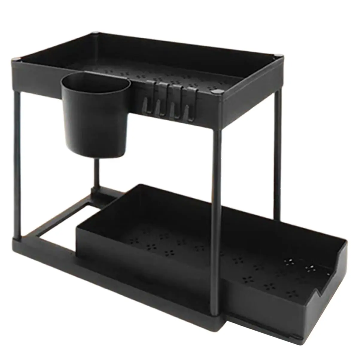 COFA Under Sink Organizer Storage, Kitchen Organization Rack with Double Sliding Cabinet Drawers Multi-Purpose Storage Shelf