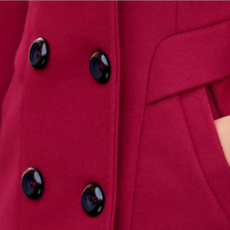 Autumn Winter Fashion Women Yellow Red Orange Wool Coat Double Breasted Coat Elegant Bodycon Wool Long Jackets Manteau Rouge