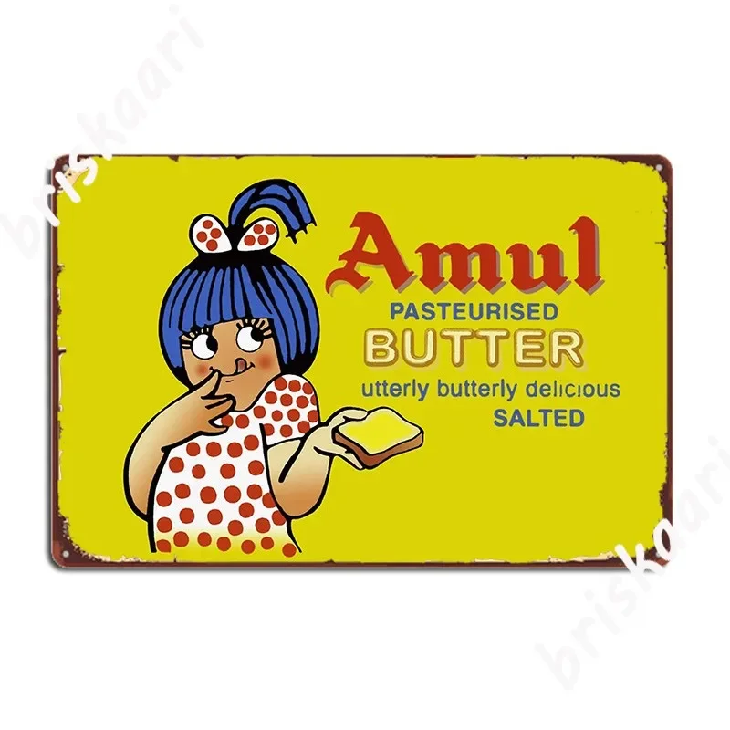 Amul Butter Iconic Indian Food Design Poster Metal Plaque Vintage Wall Decor Pub Garage Tin Sign Posters