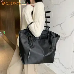 Ladies Large Capacity Tote Bag Nylon Simple Underarm Bag with Zipper Solid Color Shoulder Bag Travel Versatile Shopping Handbags