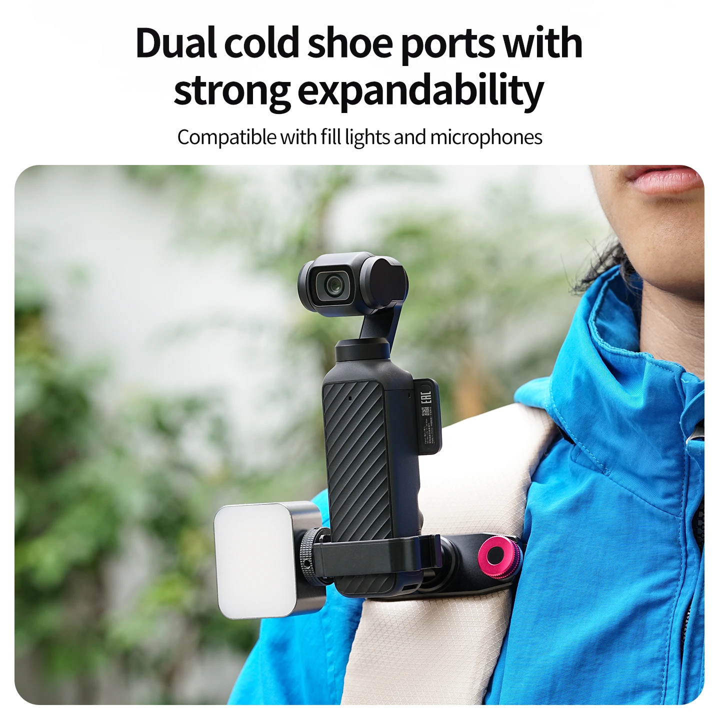 Rucksackgurt-Clip 360 ° Drehbarer Cold-Shoe-Erweiterungsrahmen mit Hutklemme für DJI Osmo Pocket 4 3 Kamera-Zubehör – Detail 7