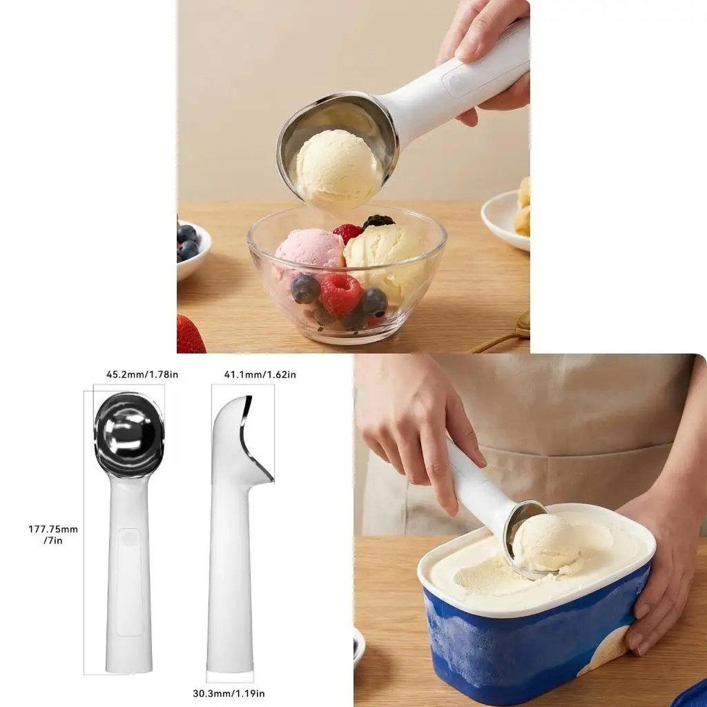 L43A USB Rechargeable Heated Ice Creams Scooper With Safety Locking And Cool Touch Handle For Effortlessly Dessert Serving