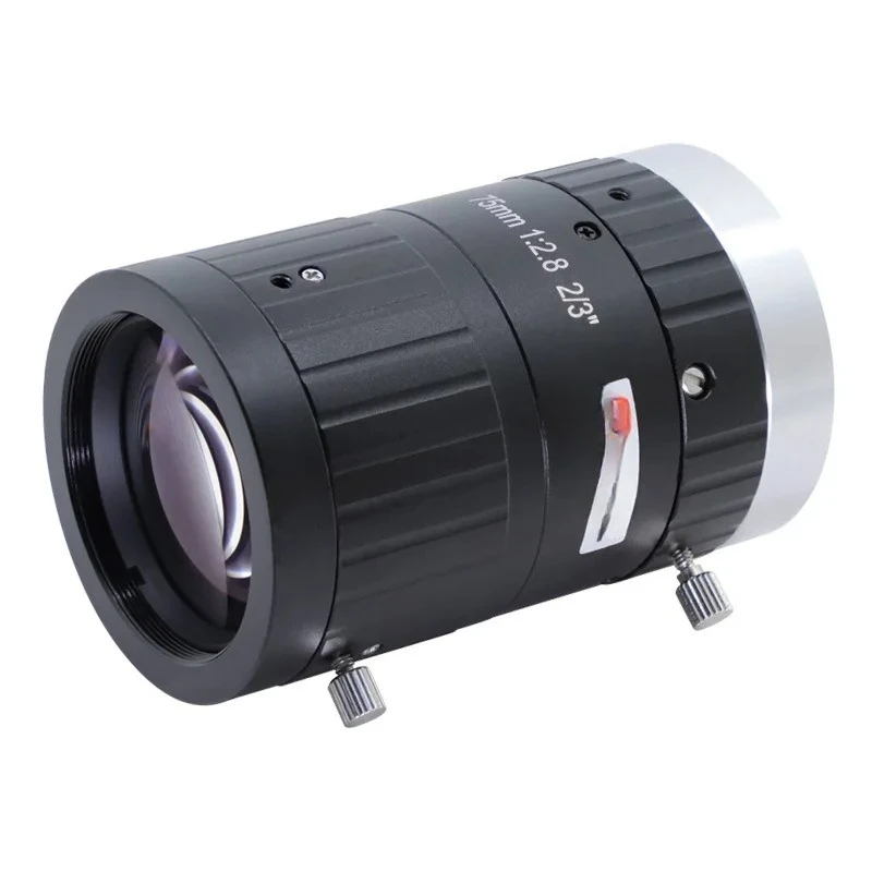 Low distortion 75mm industrial lens with high resolution of 10 million pixels 2/3 