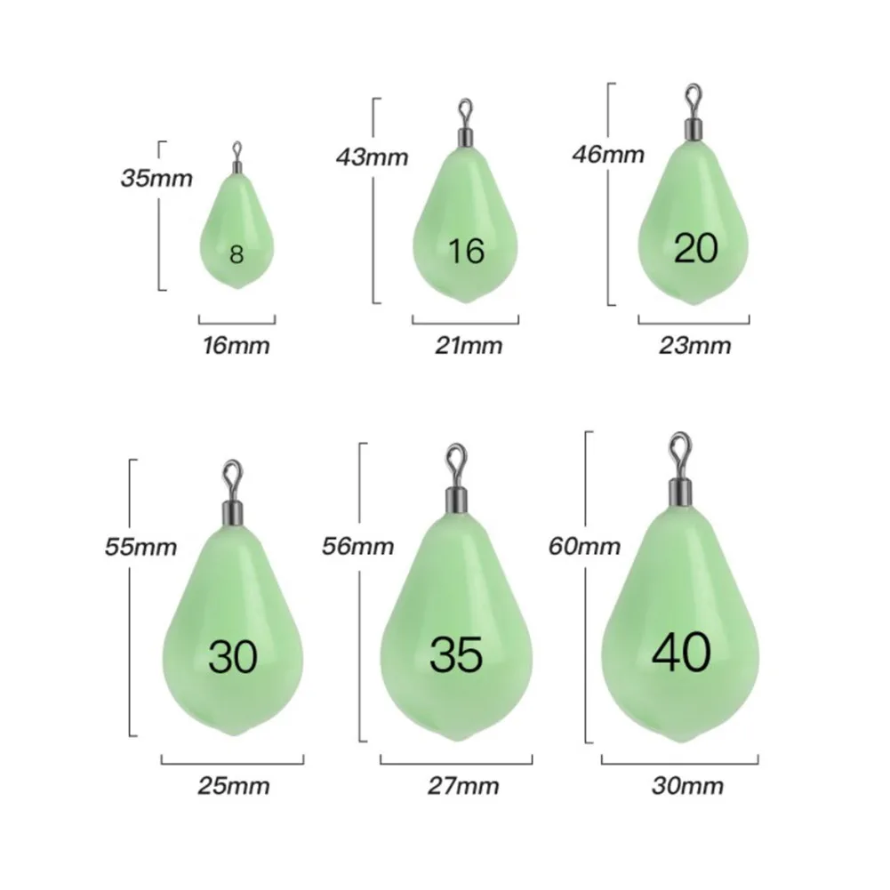 Luminous Fishing Weights Lead Sinkers 30g-150g Water Drop Degree Rotation Fishing Sinker Bass Fishing Accessories