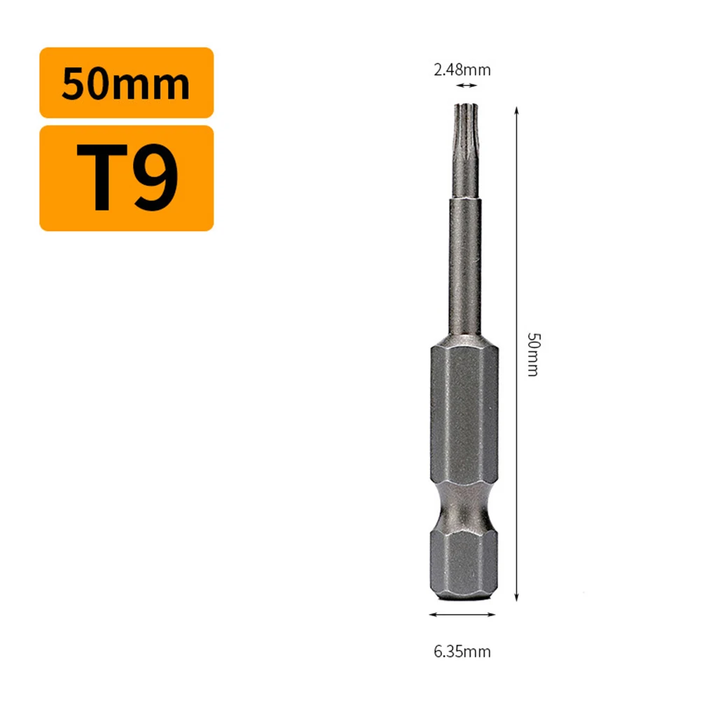 Baja Paduan Magnetik Untuk Mata Obeng Torx 50mm untuk T6 T40 dengan Shank Hex untuk Presisi dan Stabilitas di Ruang Sempit