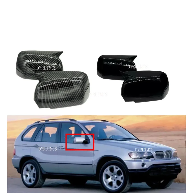 

Для BMW X5 E53 1999 2000-2006 гг. Автомобильная наклейка на боковое зеркало заднего вида, крышка крыла, внешняя дверь, задний вид, накладка из углеродного волокна, ABS