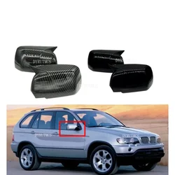 For BMW X5 E53 1999 2000-2006 Car Sticker Rearview Side Mirror Cover Wing Cap Outer Door Rear View Case Trim Carbon Fiber ABS