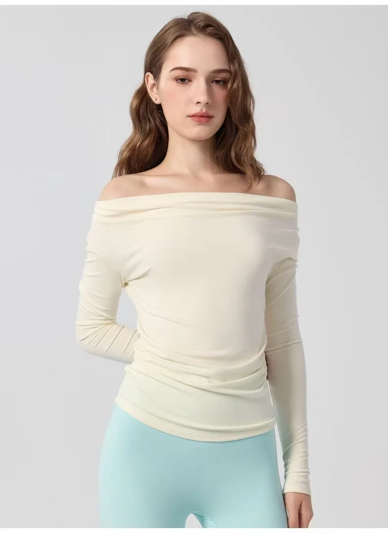 Neues Herbst-Langarm-Yoga-Gym-Workout-Oberteil, feminines One-Shoulder-Top, schlanke Sport- und Fitness-Trainingskleidung für Laufen und Pilates – Detail 17
