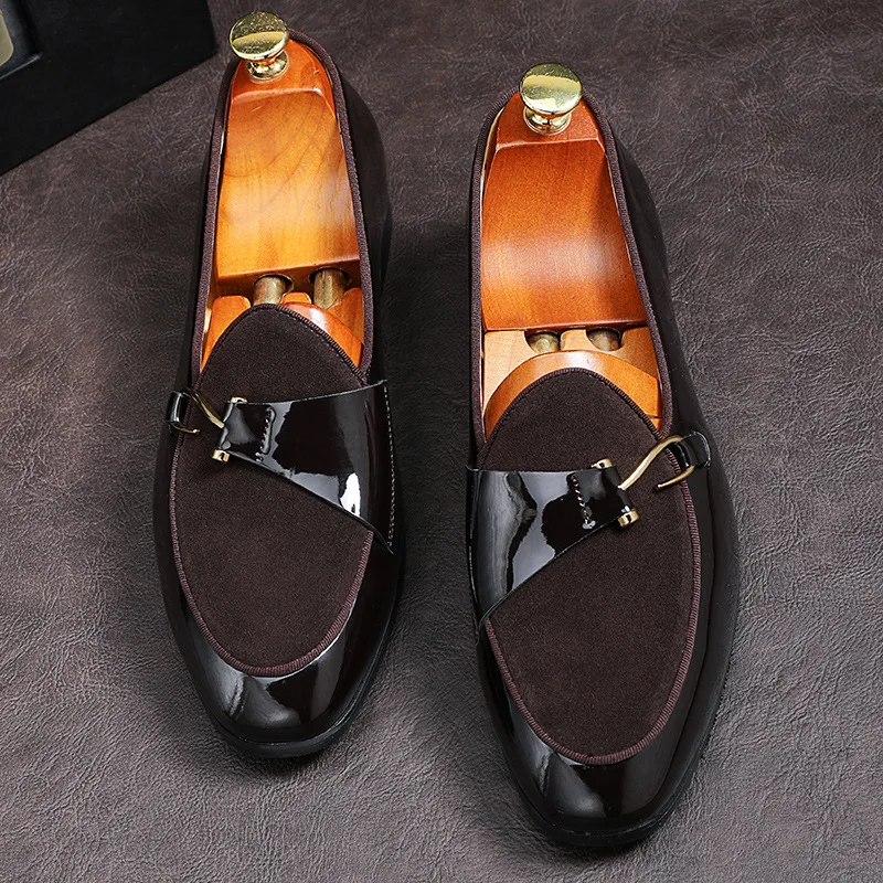 Men\'s Casual Leather Shoes Buckle Trendy Party Wedding Shoe Mens Comfortable Driving Flats Men Moccasins Loafers EUR Sizes 38-48